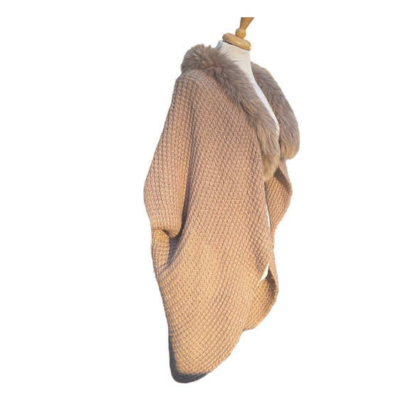 Linda Richards Luxury Fur Trimmed Mohair Cape Sweater - Picture 11 of 12